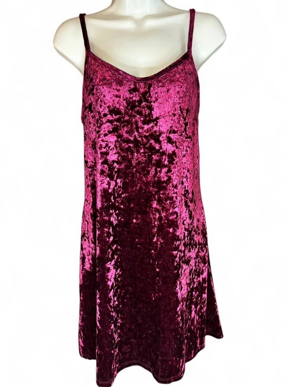 Discreet Crushed Velvet Slip Dress Medium Plum Purple Whimsigoth 90s Grunge Mini